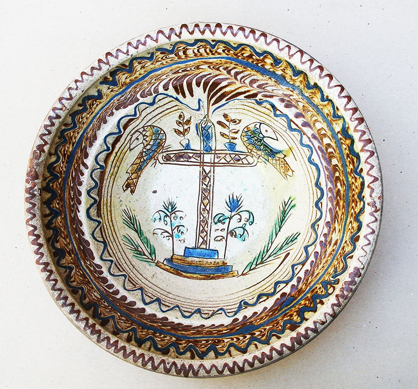 Миска. Глина, ангоби, полива, формування, ритування, розпис. 1930-і рр. с. Товсте Заліщицького р-ну Тернопільської обл.